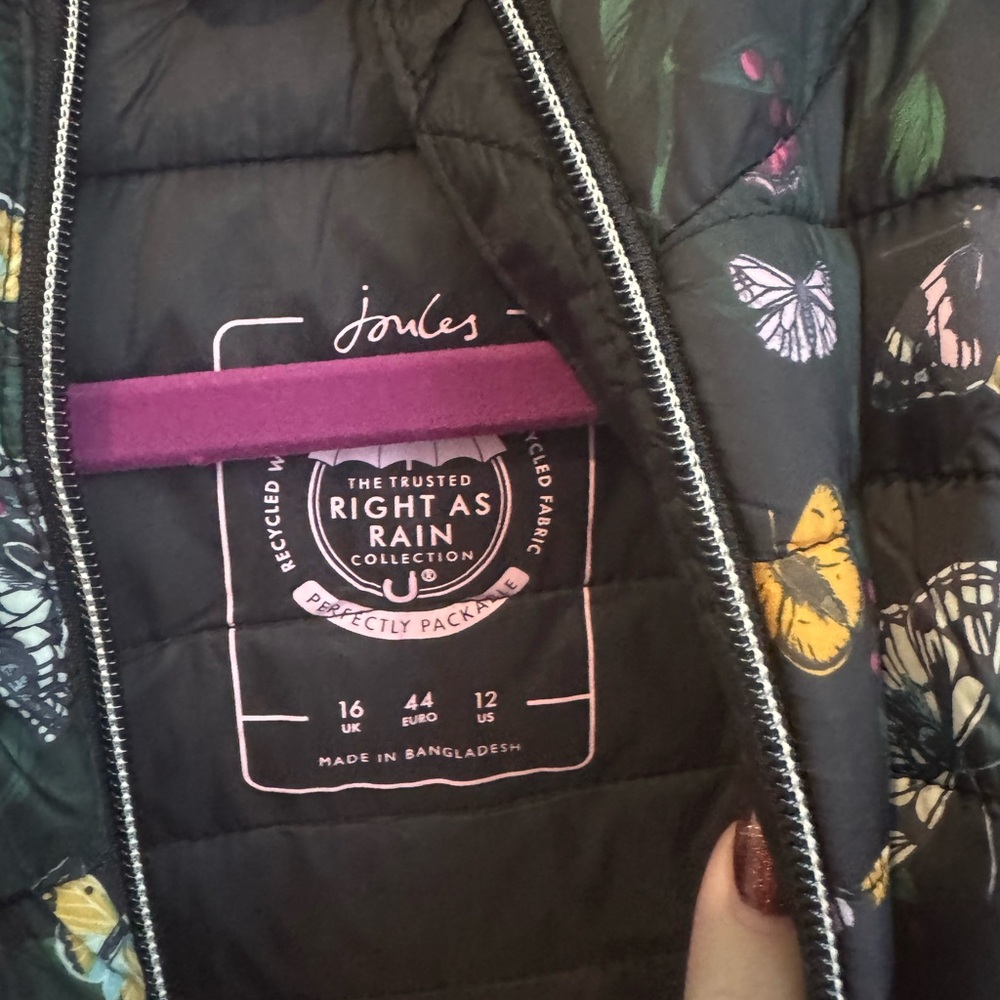 Joules Floral Puffer Jacket - Black with Multicolor Accents - Picture 6 of 8